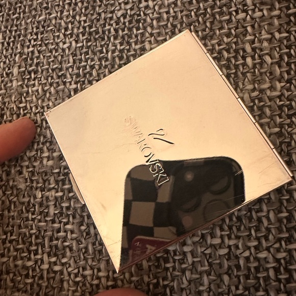 Swarovski Crystals Compact Mirror Double Side Square Black Silver - Picture 3 of 6